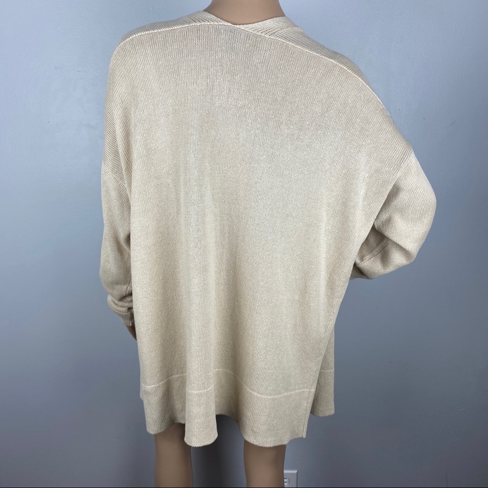 NEW EILEEN FISHER BEIGE OPEN FRONT CARDIGAN - Picture 8 of 10